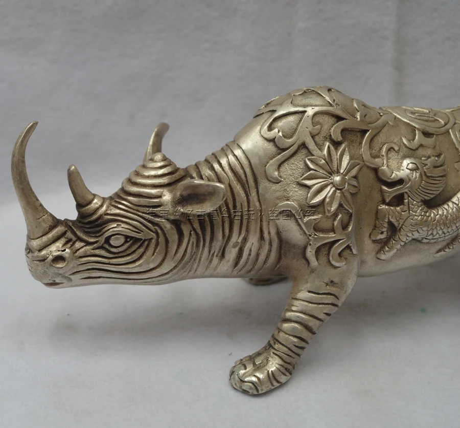

the ancient ancient bronze medallion Xi play pure antique silver plated rhino Unicorn gifts high-grade decoration house