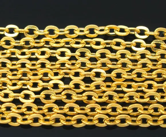 Бесплатная доставка! 100 м/позолоченные звенья цепи 3x4мм|link chains findings|chain findingsfindings