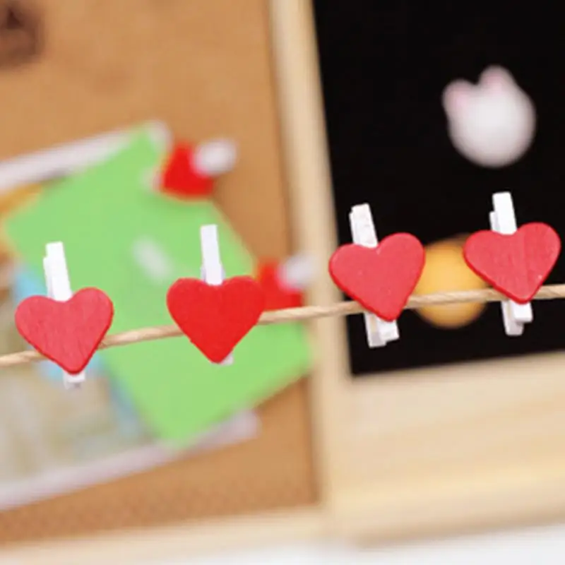 50 шт Мини любящее сердце из дерева DIY фото клип офиса ремесло клипы одежда бумага