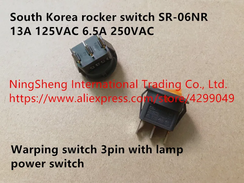 Original new 100% rocker switch SR-06NR 13A 125VAC 6.5A 250VAC warping 3pin with lamp 220V power | Обустройство дома