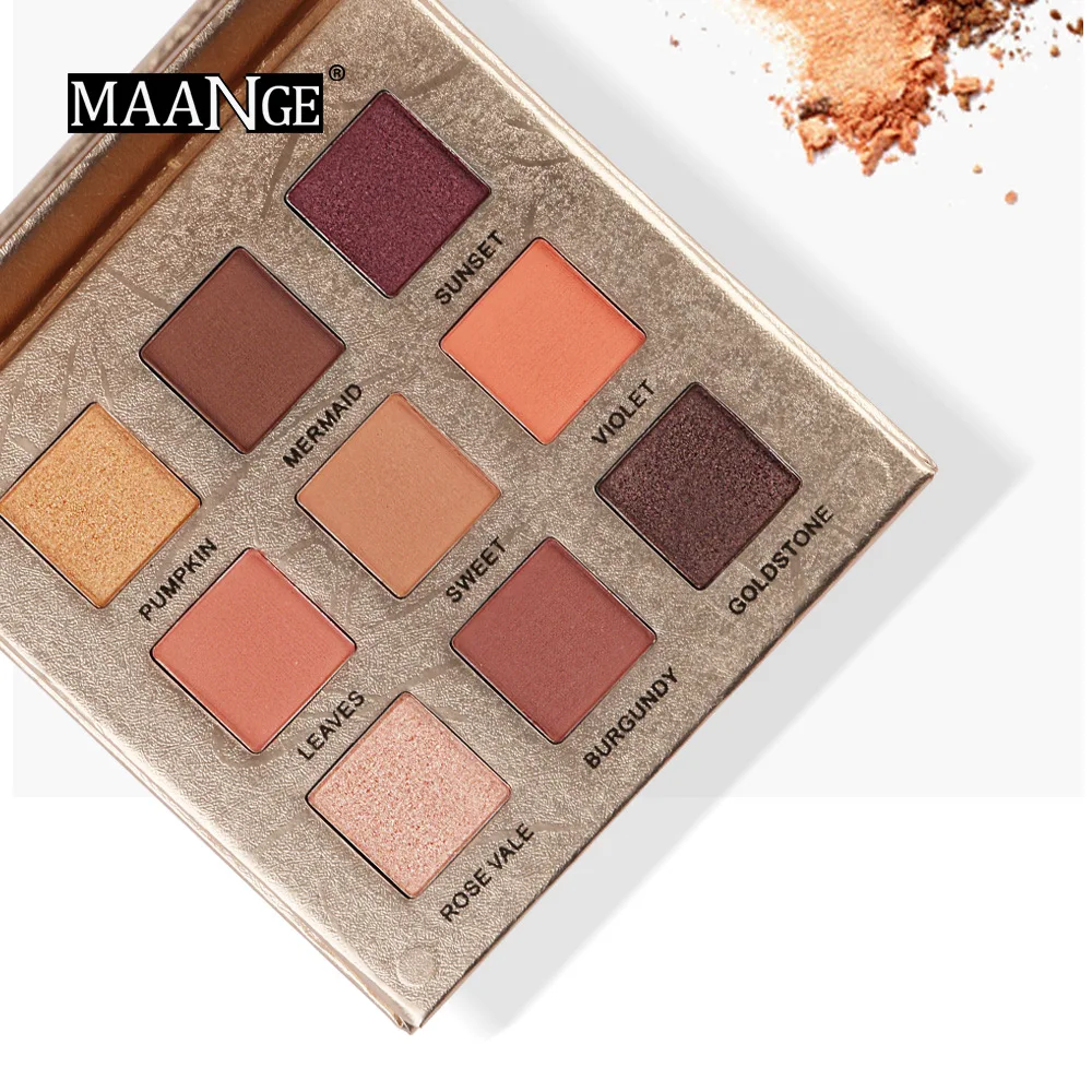 Палитра теней для век MAANGE 9 цветов нюдовые блестящие тени водостойкая косметика