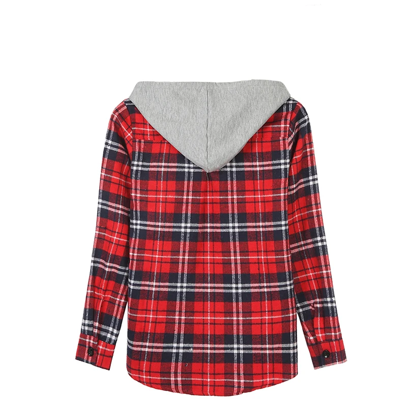 HEEGRAND клетчатая Повседневная Весенняя блузка с капюшоном 2018 женские Рубашки Топы