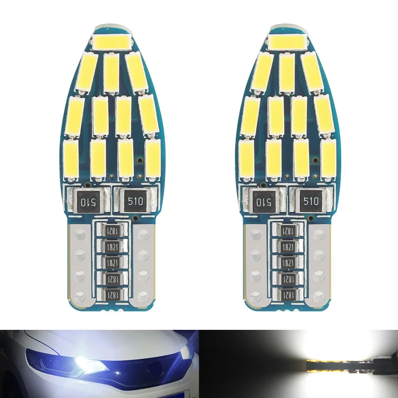 2 шт. Автомобильные светодиодные лампы T10 3014 SMD 24 светодиодный DC 12V белый 6000K
