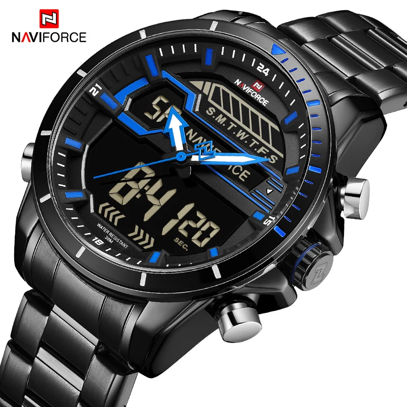 Мужская Мода Спортивные часы NAVIFORCE Роскошные Лидирующий бренд Водонепроницаемый