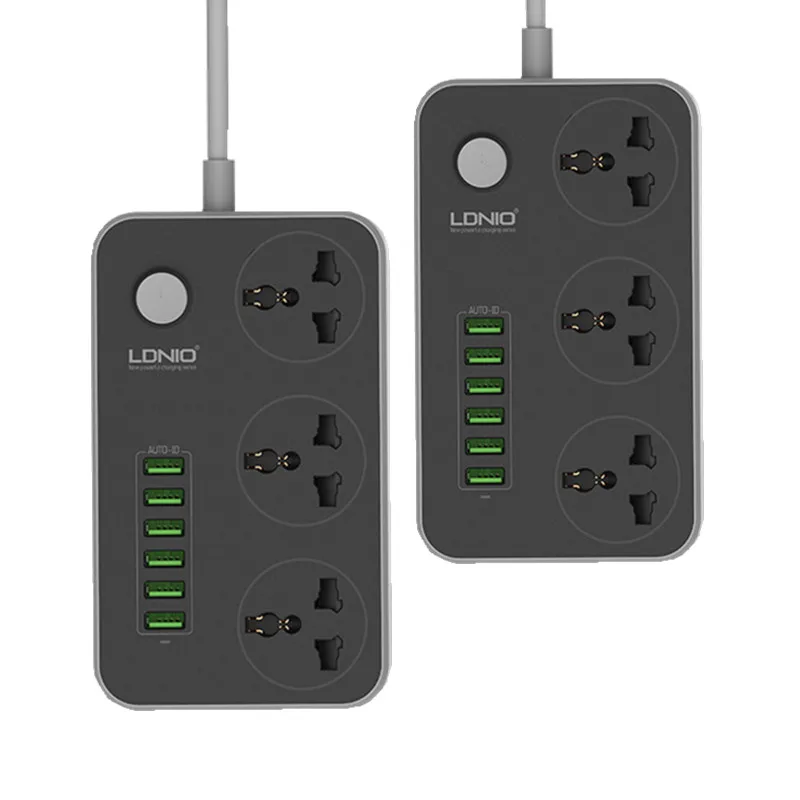 LDNIO, AC удлинитель, универсальная розетка с вилкой EU, UK, US, 6 usb-розеток, адаптер для путешествий, зарядное устройство для смартфона, офиса