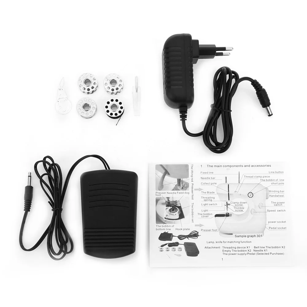 Мини AC100 240V электрическая ручная швейная машина с двойной регулировкой скорости
