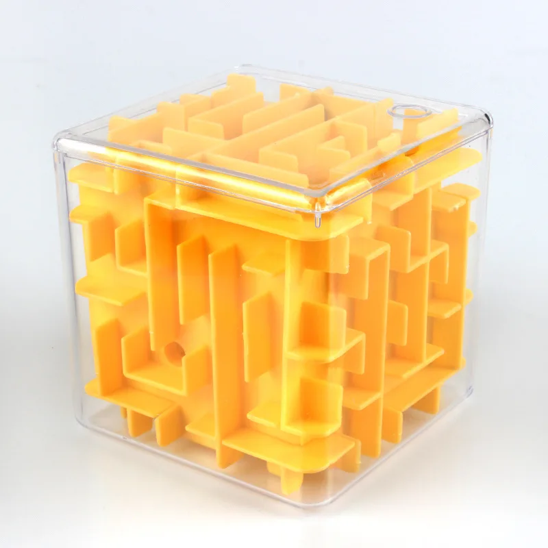 Yellow puzzle cube 3D скоростной куб, лабиринт, волшебный куб, головоломка, игрушечный чехол, коробка, забавная игра в мозги, вызов, баланс рук, развивающие игрушки для детей - Цвет: Yellow puzzle cube