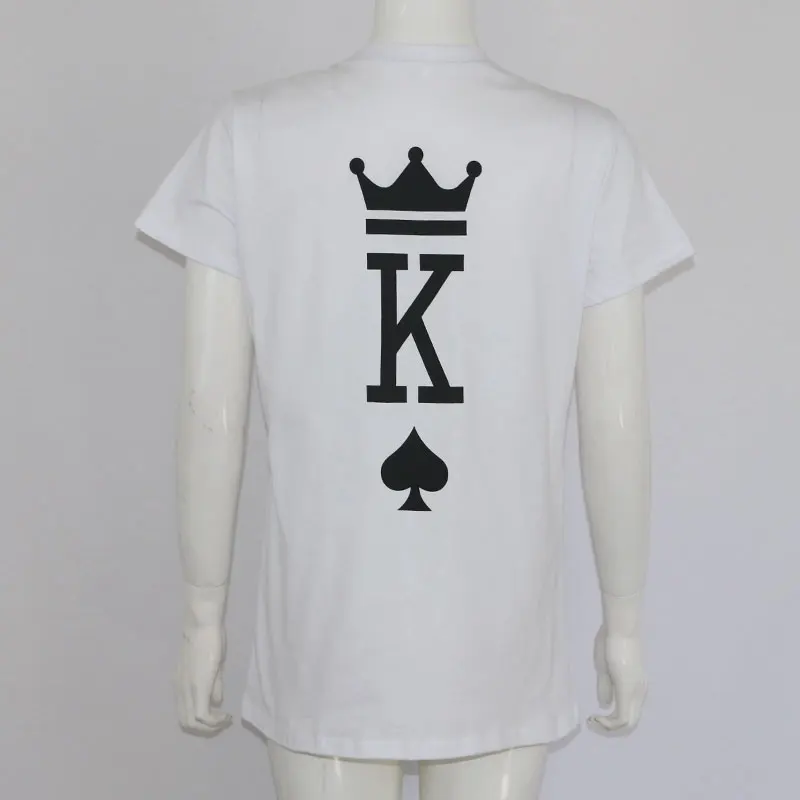 LUSLOS King queen футболка для женщин и мужчин летняя белая забавная футболка короткий рукав парные футболки Модная уличная футболка женска