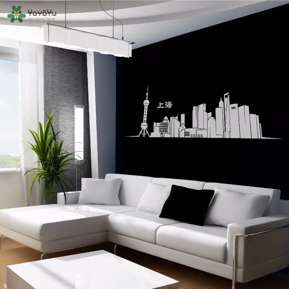 YOYOYU настенная наклейка Виниловая искусство домашний декор Shanghai Skyline Настенный