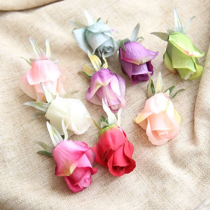 

10PCS/Lot 4.5CM Silk Rose bud artificial Flowers Heads Simulation Rose Buds Home Decor Wedding DIY Decoration rose bud head