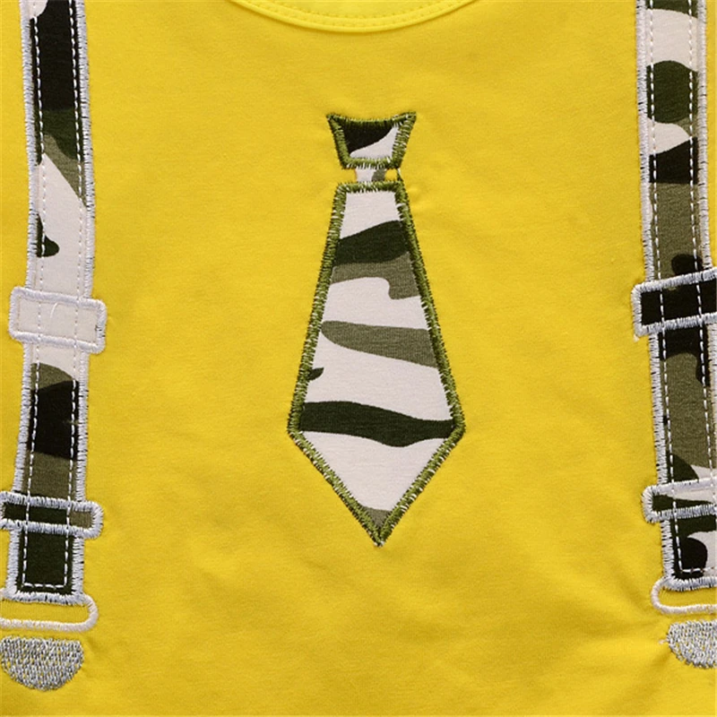 Toddler Baby Boys Clothes Set Tie Print T-shirt Short Sleeve Tops Camouflage Shorts 2Pcs Children Boy Summer | Детская одежда и