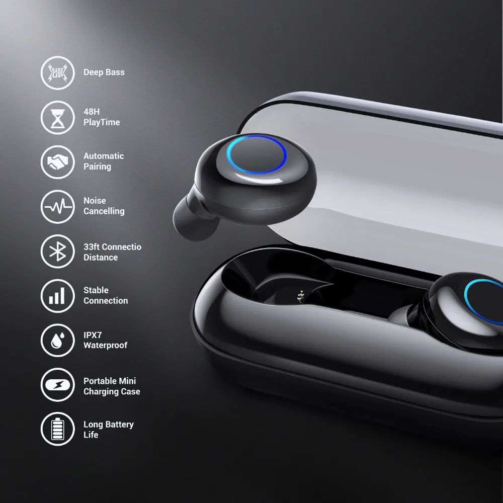IPX 8 водонепроницаемые беспроводные наушники Bluetooth гарнитура с сенсорным
