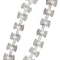 crystal rhinestones chain silver base tirm diy wedding dress accessories rhinestone applique chain