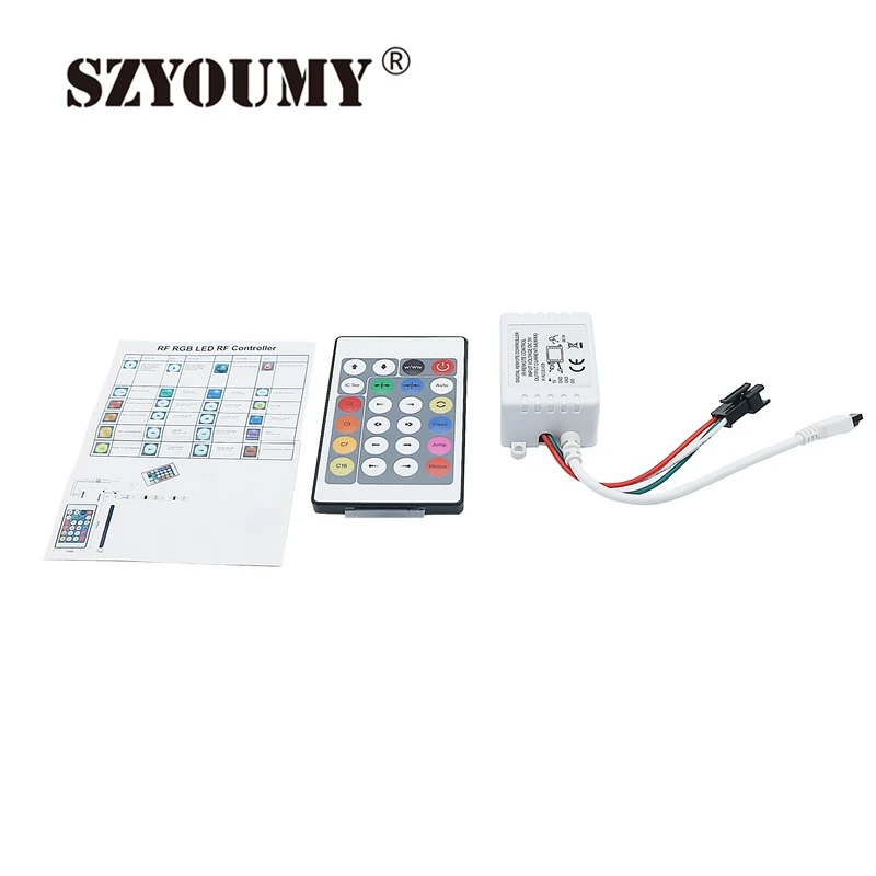 SZYOUMY 24 кнопочный ик контроллер цветной яркий пульт с DC для 5V пикселей Dream Color WS2811