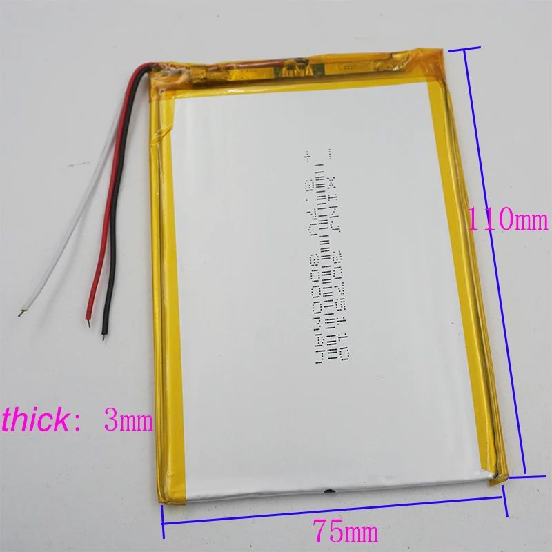 XINJ 3 7 V 3000 mAh провода для термистора полимерная аккумуляторная батарея lipo 3075110