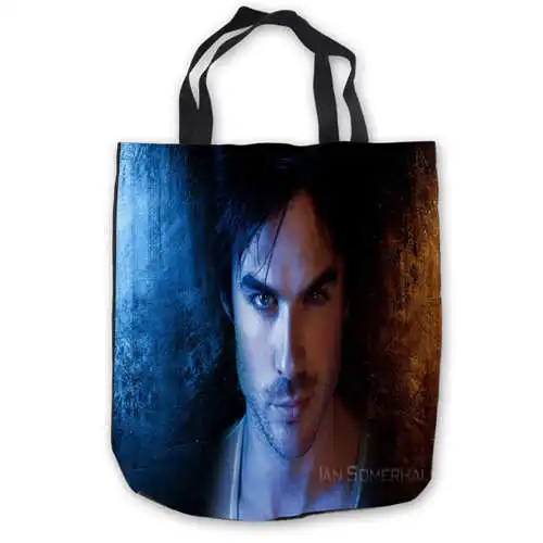 Изготовленные на заказ холщовые Сумки Nina-Dobrev-Ian-Somerhalder-(1) ручные сумки для покупок