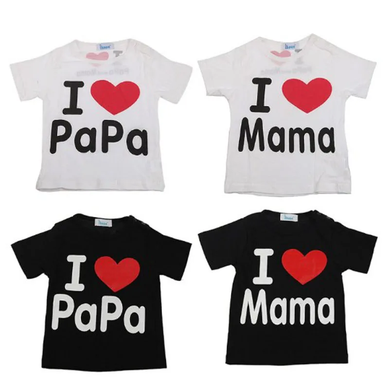 ZSIIBO одежда для малышей футболка девочек мальчиков с надписью i love mom dad Детская papa