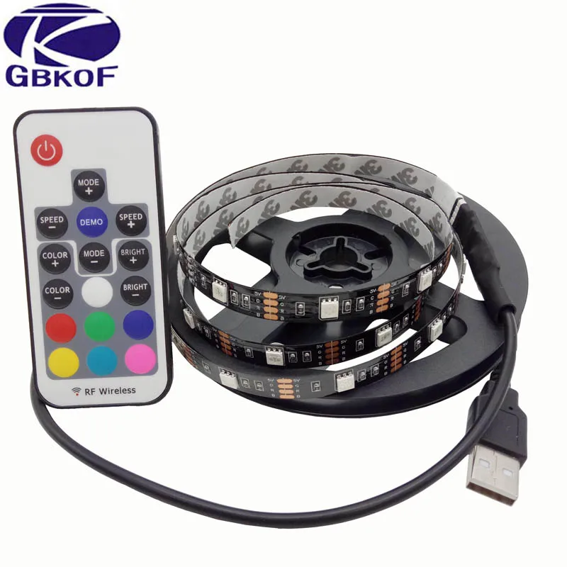 DC5V USB Светодиодная лента 5050 RGB гибкий свет 1 м 2 ТВ фоновое освещение клейкая IP20 не
