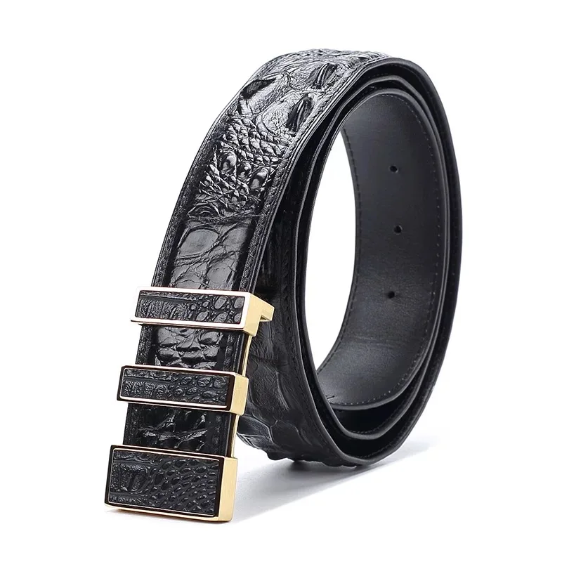 Business Designer Real Alligator Scales Skin Men Waist Strap For Suits Metal Pin Buckle Genuine Crocodile leather Male Belts