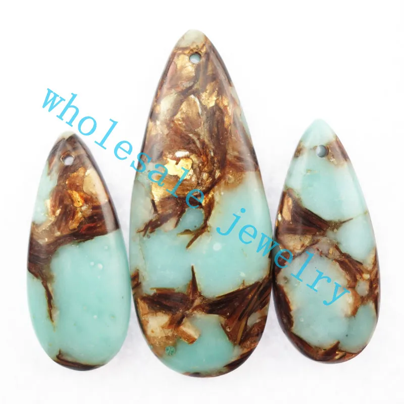 (3 шт./лот) Золотой медный борнит камень кулон из бисера комплект DSC1449 | Украшения и