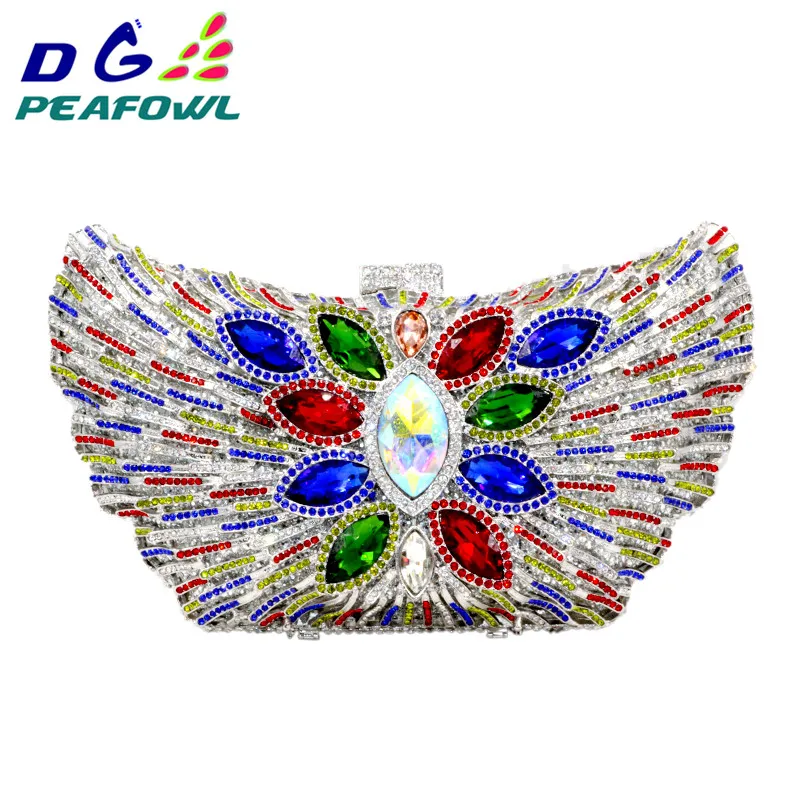 DG PEAFOWL новые модные роскошные женские вечерние клатчи сумочка с кристаллами бриллиантов цветок сумочки на цепочке вечерние сумочки
