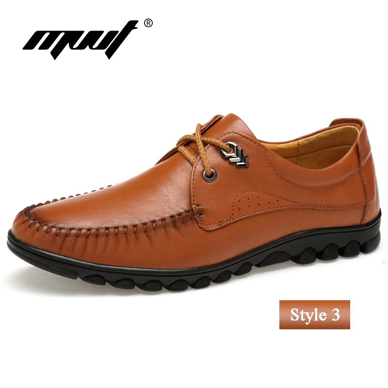 MVVT Plus Size 47 Genuine Leather Shoes Men Casual Soft Loafers Top Quality Breathable Summer Flats | Обувь