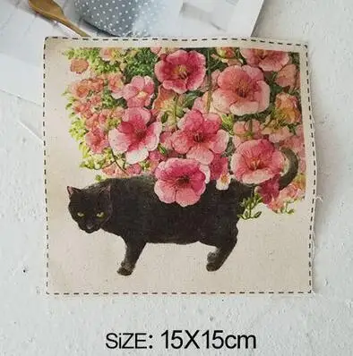 H8-7 ZENGIA 15x15 см Felis chaus с рисунком кота, хлопковая льняная ткань для лоскутного шитья, декоративная холщовая ткань для сумок/живописи/украшения - Цвет: H8-7