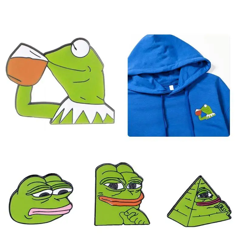 

Funny Frog Pepe Pin Brooch Smile Sad Frog Enamel Pin Badges Pop Culture Pins Jewelry thinker drink Pepe Pride Lapel Pin Badge
