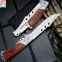 everrich stainless steel usa dovetail large folding knife color wood handle sharp folding hunting knife edc pocket folding knife