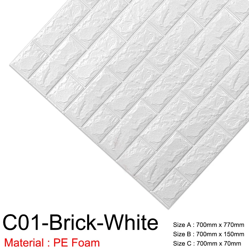 C01-Brick-White 3D стикер на стену s мраморная кирпичная кожура и самоклеящаяся настенная бумага водонепроницаемый DIY Кухня Ванная домашняя Наклейка на стену виниловая - Цвет: C01-Brick-White