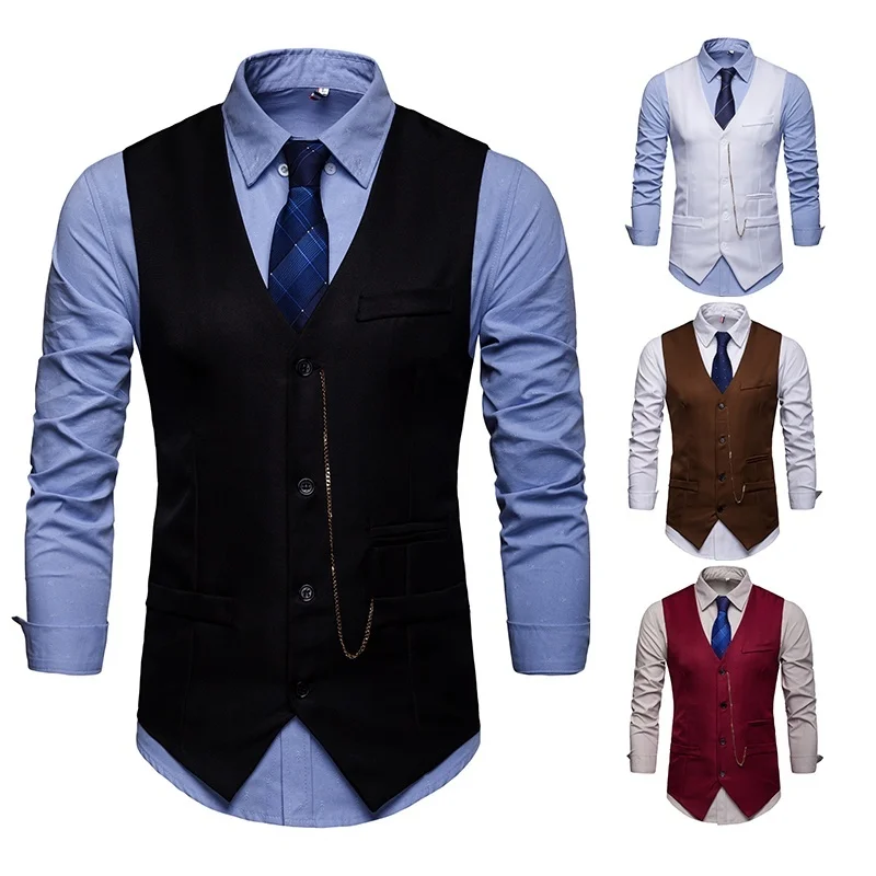 

ZOGGA 2019 Men Fashion Vests Jacket Guys Slim Fit Suit Vest Male Casual Sleeveless Waistcoat Gilet Homme Formal Business Jacket