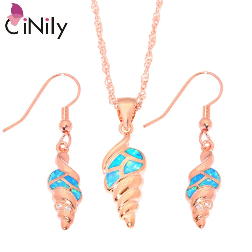 Комплект женских ювелирных украшений CiNily OT123 из розового золота с голубым