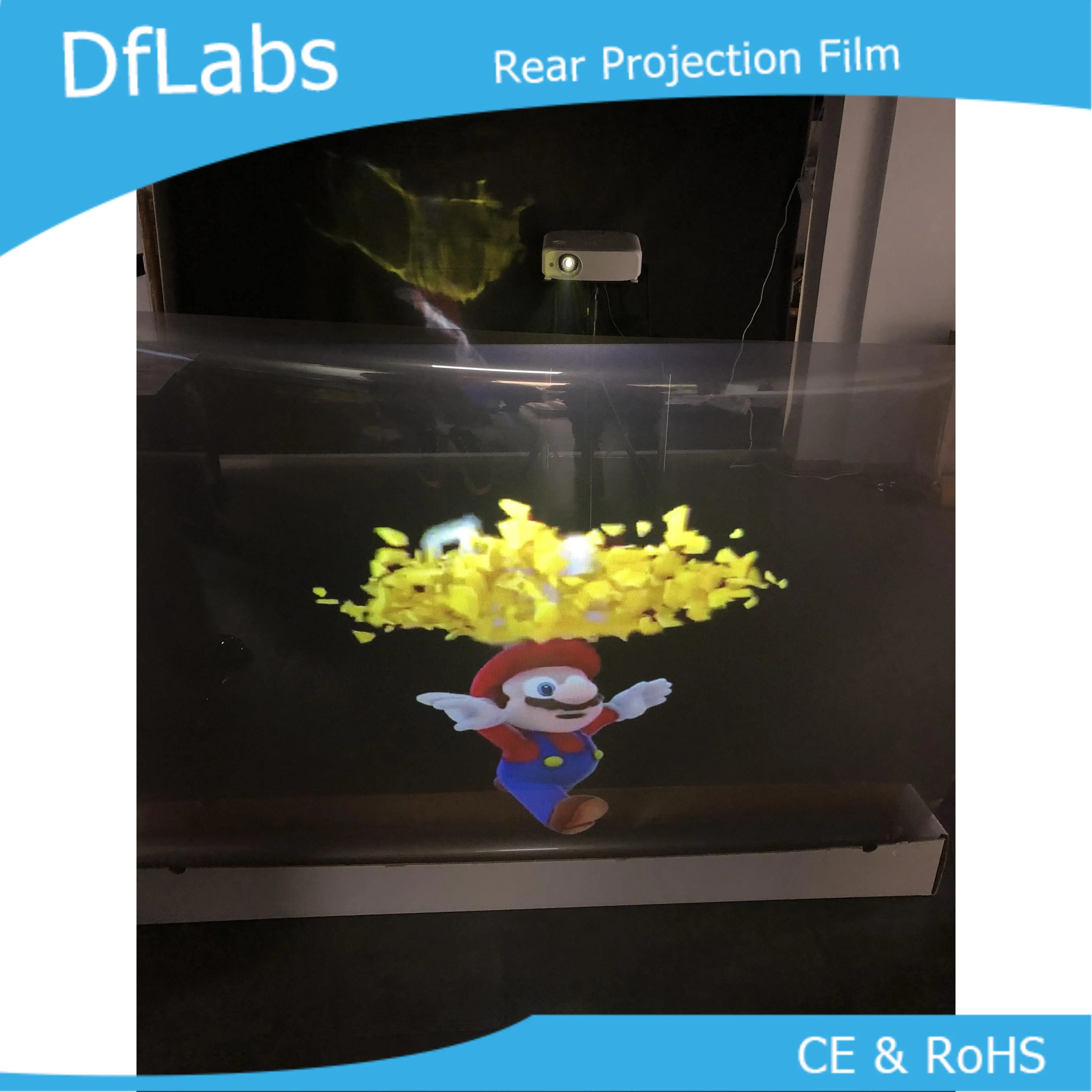 DfLabs Клейкая прозрачная задняя проекционная пленка/фольга для торгового центра, рекламы, образования, магазина, банка