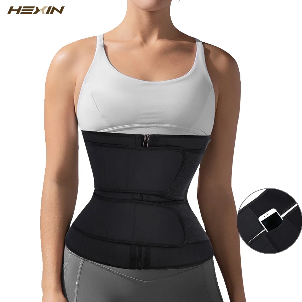 HEXIN латекс Body Shaper 7 Сталь кости триммер корсет двойной пояс Cincher молния клип