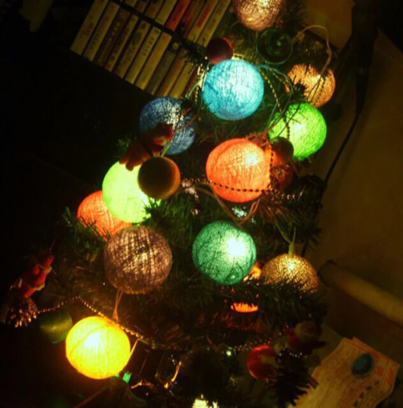 Leedsun 5 м 20LED Ткань сливочный хлопок LED Ball Строка Фея огни Xmas Свадебная вечеринка