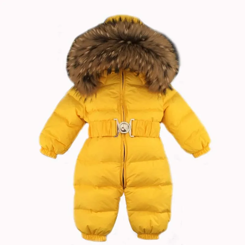 9 color Down Romper yellow snowsuit Waterproof Windproof Snow Wear Jumpsuit Baby Kids Ski suit One Piece Warm Outerwear | Детская одежда - Фото №1