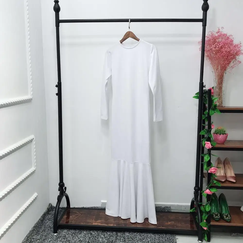 2019 женское мусульманское платье абайя с круглым вырезом и длинным рукавом