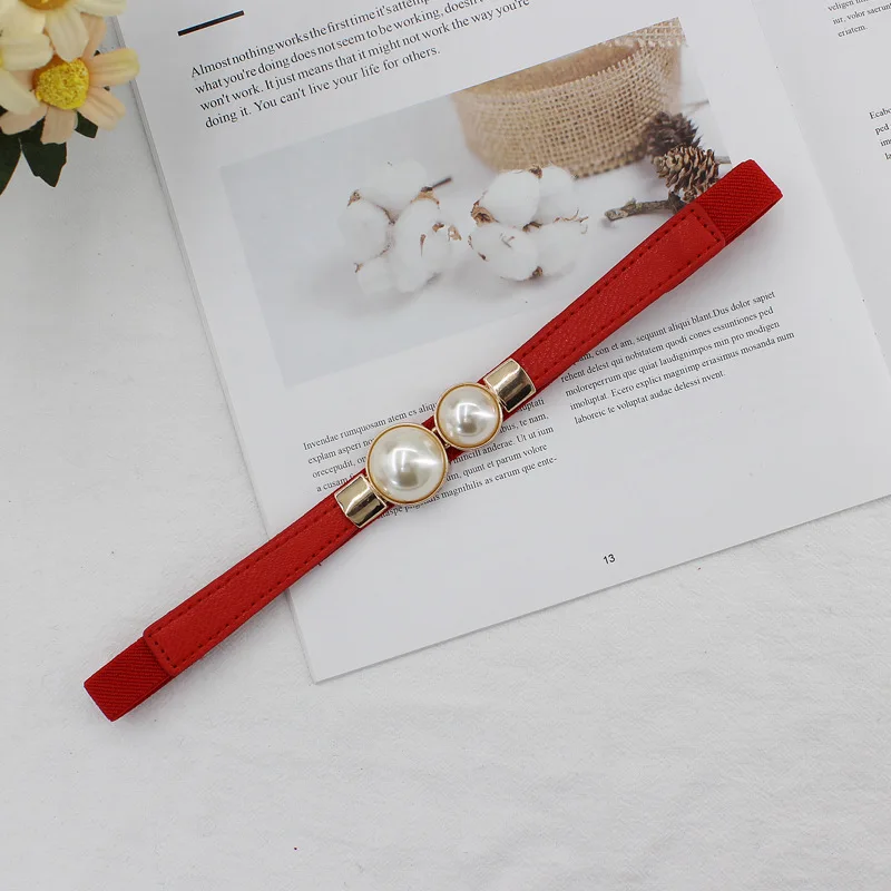 Женский эластичный пояс AWAYTR с жемчужной пряжкой и бантом на талию аксессуар для