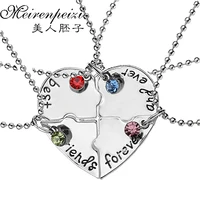 4pcsset best friend forever and ever bff necklace heart shape puzzle hand stampe friendship necklace jewelry for women girls