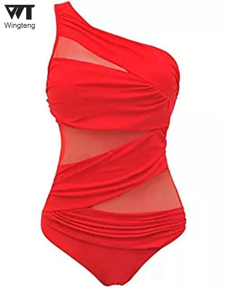 Wingteng Transparent Swimwear One Piece Swimsuit 2017 Beach Wear Female Bathing Suits Monokini Women 4XL | Спорт и развлечения