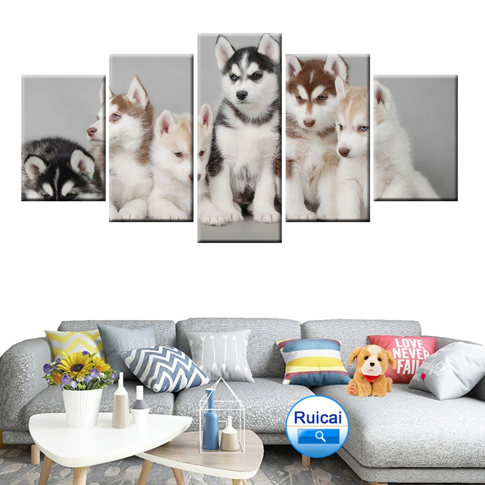 Постер на стену с изображением милого щенка 5 панелей | Дом и сад