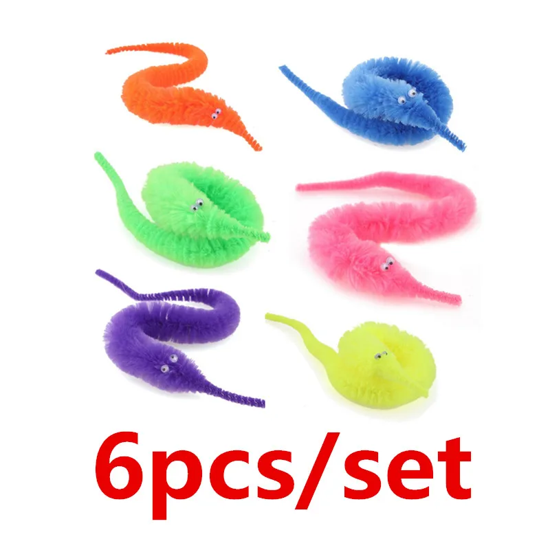 Прозрачный 10/6/1 pcs Funny Toys Magic Trick Twisty Fuzzy Worm Kids Cartoon Animals Toys Bile Pussy Mr Fuzzy Street Dolls Blister Card - Цвет: Прозрачный