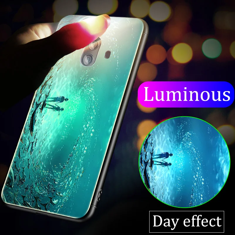Luminous Phone Case For Huawei Honor Play 8X Max 9 10 Lite Mate 20 Pro P10 P20 Plus Nova 3 Tempered Glass Cases |