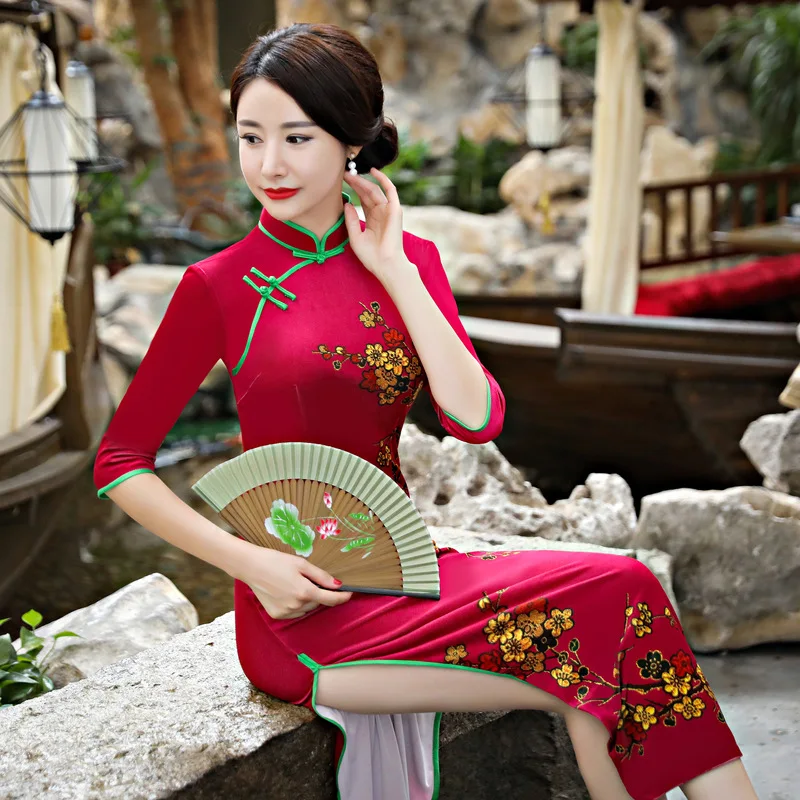 Высококачественное красное китайское традиционное женское шелковое