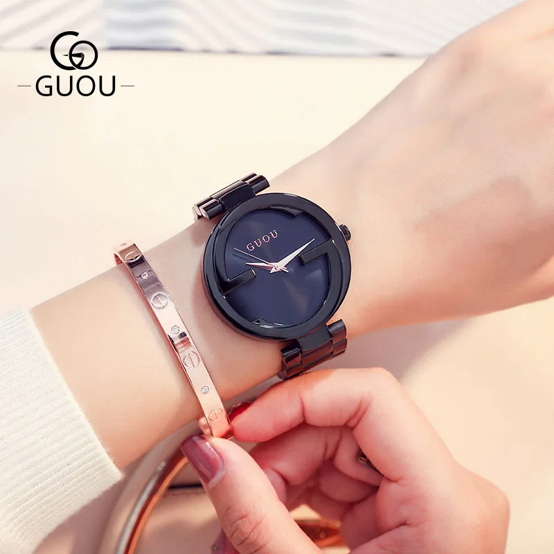 

GUOU Brand New Fashion Unique Women Quartz Watch relogio feminino lady Luxury Wristwatch Ladies Dress Hours Clock watches