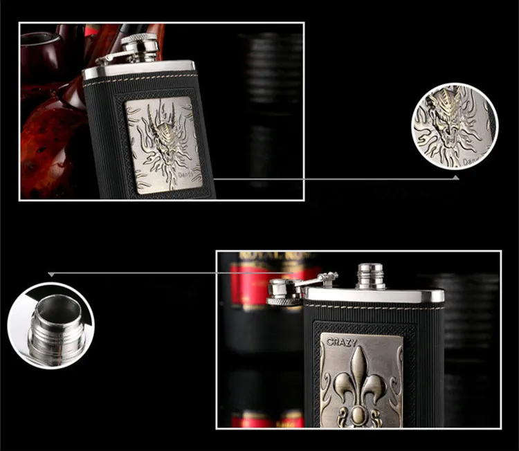 Mini 4oz Portable Stainless Steel Whisky Hip Flask Set Metal Funnel Alcohol matara Classic Avatar Design Best Man Gift Package