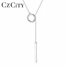 CZCITY уникальный 925 стерлингового серебра бар ожерелья с подвесками на простом утолщенном газа регулируемое форме плетённого кольца для женщин вечерние подарок