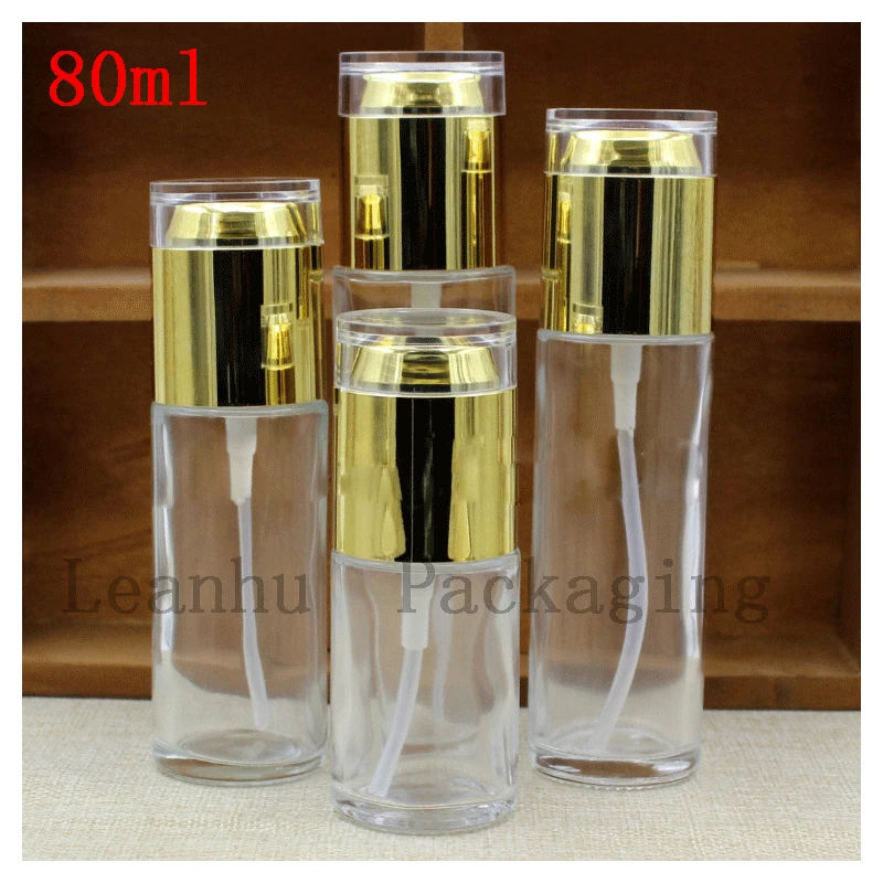 Wholesale 80 ml Large Capacity High Quality Clear Glass  Essence Lotion Packing Spray Bottle, Empty Cosmetics Packaging Container