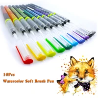 10pcslot ink soft brush pen watercolor sketch drawing marker pens portable calligraphy school supplies stationery