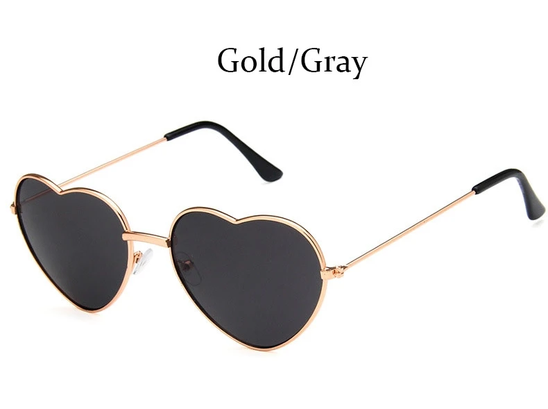 Gold Gray Сердце Солнцезащитные очки женские модные брендовые дизайнерские ретро кошачий глаз градиент цвета конфеты Солнцезащитные очки для женщин Любовь Сердце очки - Цвет линз: Gold Gray